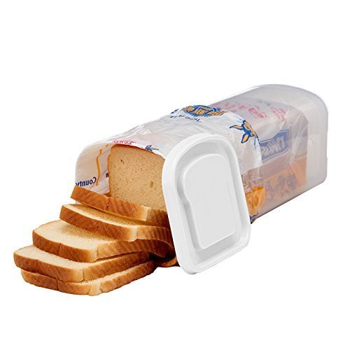 Buddeez Sandwich Size Bread Buddy Dispenser, Plastic Bread Box Storage Container 13.5 x 5 x 5 inches, Clear
