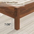 thumbnail image 5 of Merluxy Wooden Platform Queen Bed Frame with Upholstered Headboard Solid Wood Bed, No Box Spring Needed, Brown, 5 of 9