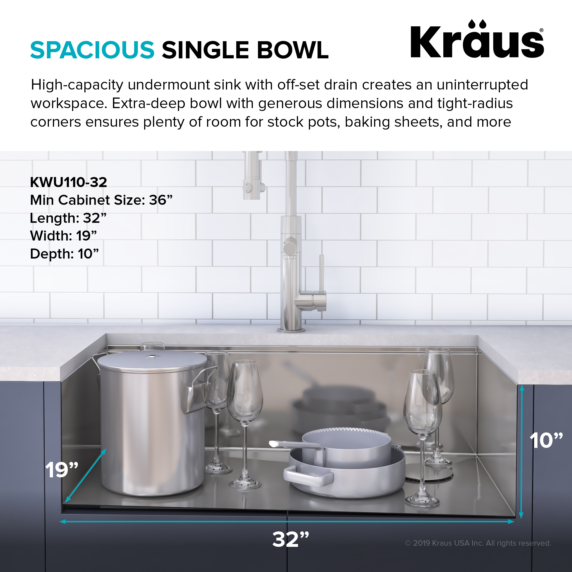 Kraus Kore™ Workstation 32-Inch Undermount 16 Gauge Single Bowl Stainless  Steel Kitchen Sink with Accessories (Pack Of 5)