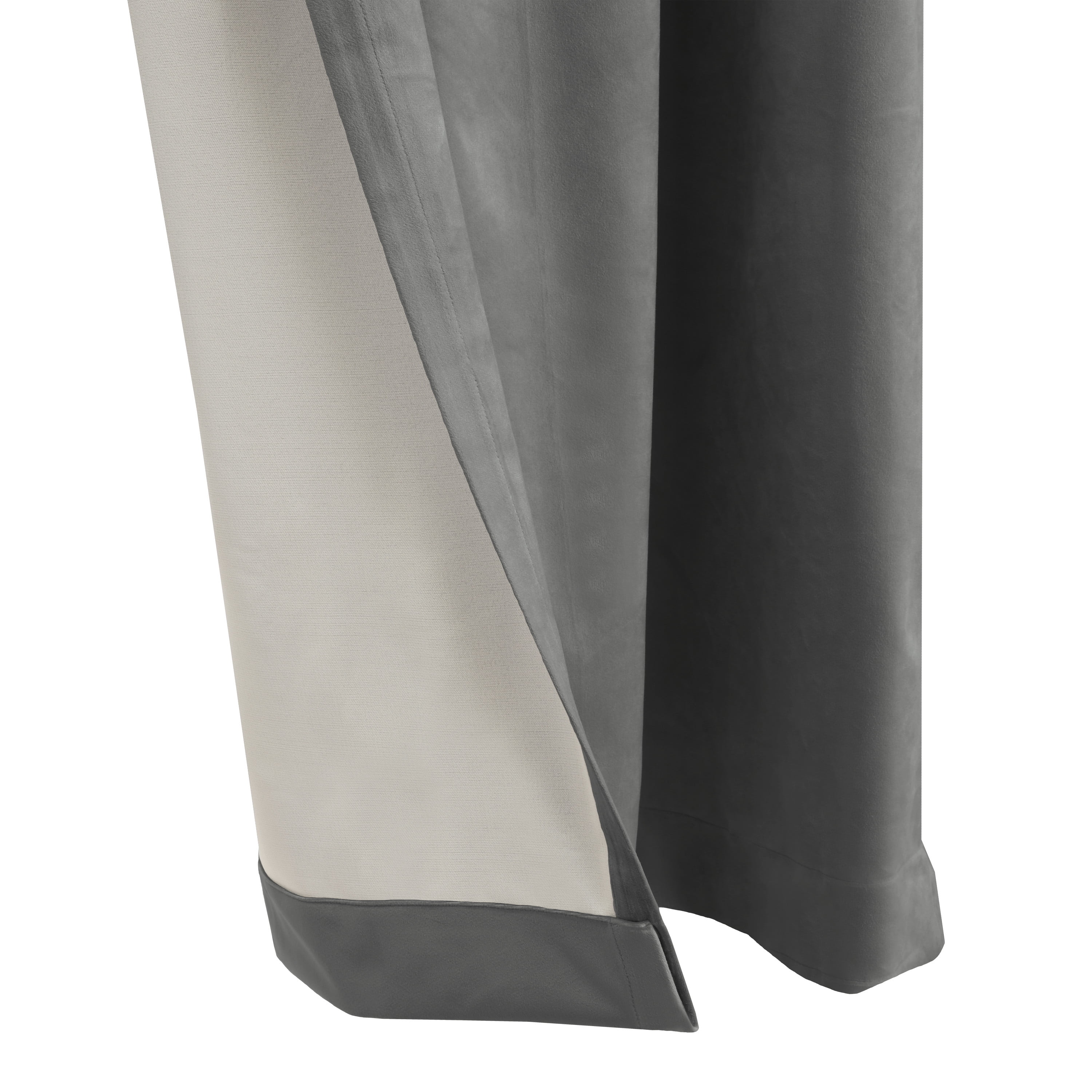 Sicily Room Darkening Velvet Dual Header Curtain Panel 50" x 95" in Charcoal
