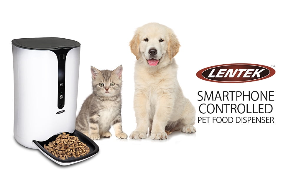 Lentek Smart Pet Feeder with 720p HD Video, 2-Way Audio, 200 oz. Programmable WiFi Cat or Dog Food Dispenser, Schedule Mealtimes, Automatic Portion Control, Free App for iPhone and Android Smartphone