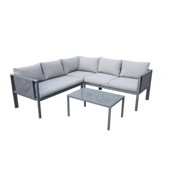Deko Living 5 Place Seating Outdoor Gray Sofa and Table Set