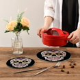thumbnail image 5 of FREEAMG 2 Pcs Mexican Sugar Skull Round Cotton Woven Pot Holders Trivets Set, Heat Resistant Pad Mat for Kitchen Decor Cup Kettle Cooking Supplies(7 and 9 inch), 5 of 5