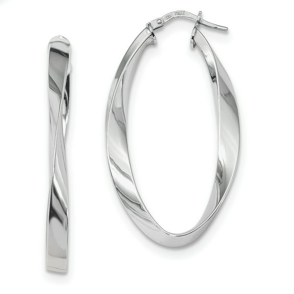Primal Silver Sterling Silver Rhodium-plated Oval Twisted Hoops