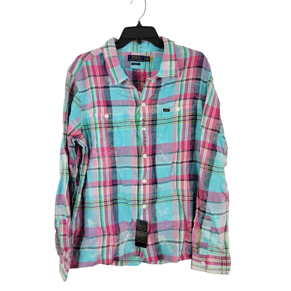 Polo Ralph Lauren Men's Washed Flannel Plaid Long Sleeve Shirt Size 1XB