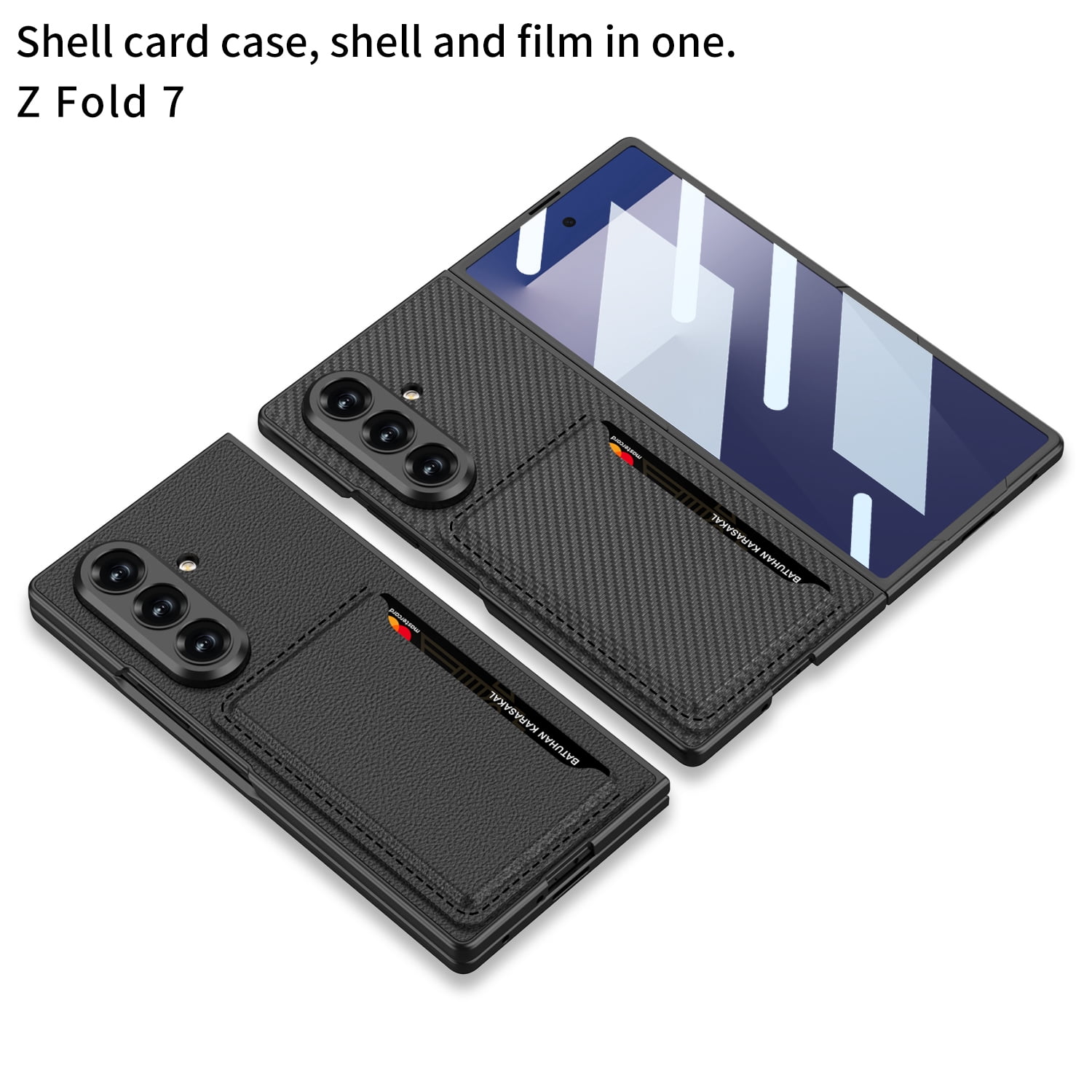 Slim for Samsung Galaxy Z Fold 7 Wallet with Card Holder and Back Flip Kickstand, Built in Screen Protector Thin Protective Cover For Samsung Galaxy Z Fold 7 Phone Case with Card Slot & Stand,Black