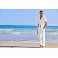 thumbnail image 3 of COOFANDY Men's 2 Piece Summer Beach Linen Button Down Shirt & Pant Outfit Set, 3 of 13