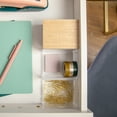 thumbnail image 6 of Martha Stewart Brody Clear Plastic Storage Organizer Bins with Light Natural Paulownia Wood Lid for Home Office, Kitchen, or Bathroom, 3 Pack Small, 3.75" x 3", 6 of 12