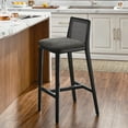 thumbnail image 2 of Bar Stool Chair Barstool, Gray, Fabric, Wood, Rattan, Bar Pub Cafe Bistro Dining Kitchen Hospitality Restaurant, Modern Contemporary, HB37096, 2 of 9