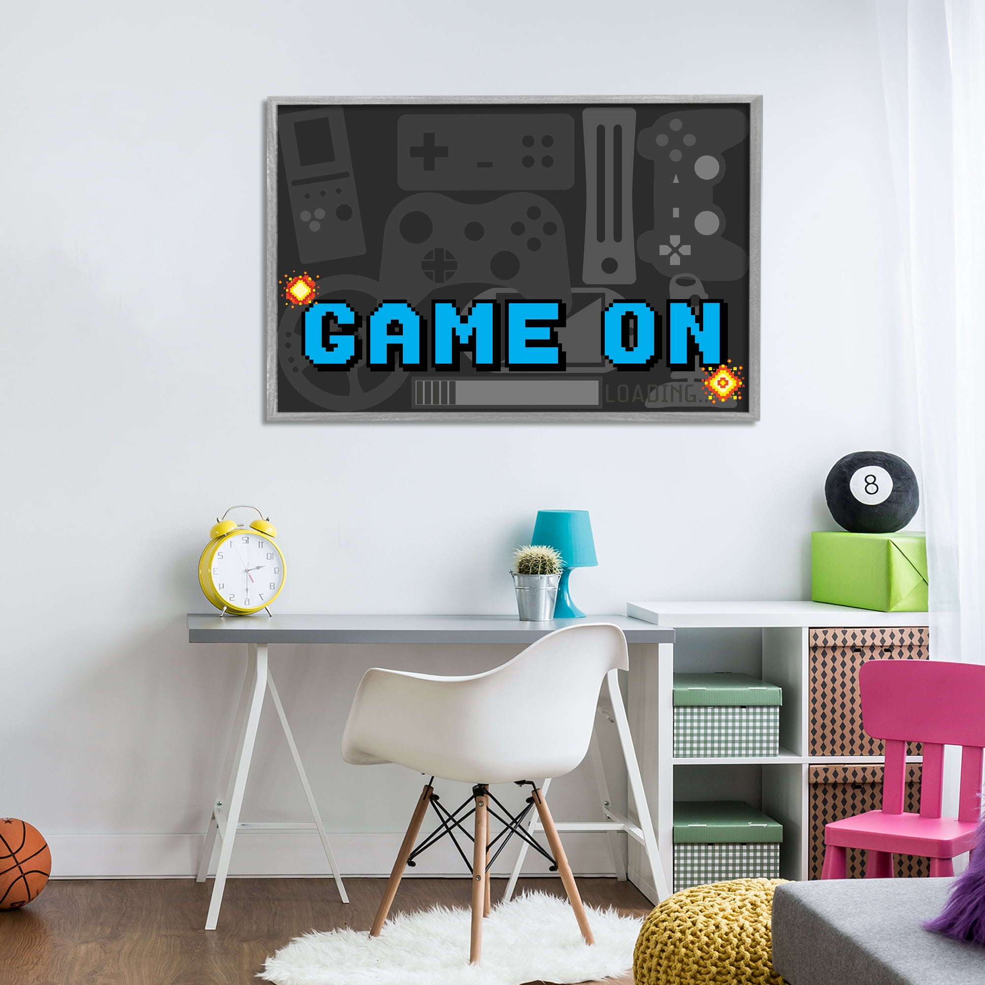 Stupell Industries Game On Arcade Gray Framed Giclee Art, design by Kim Allen
