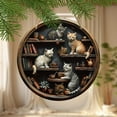 thumbnail image 1 of Vintage Style Cats Decoration Wooden Round Cats Bookshelf Sign Hanging Sign Welcome Door Decorative Pendant, 1 of 8