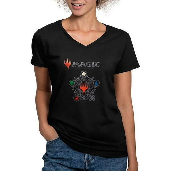 CafePress - Magic Mana Symbols T Shirt - Women's V-Neck Dark T-Shirt