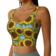 thumbnail image 2 of Xecao Sunflowers for Sports Bra with Removable Pads, Crop Tank Top Design, Women's Longline Sports Bra - Non-Wired - Small, 2 of 9