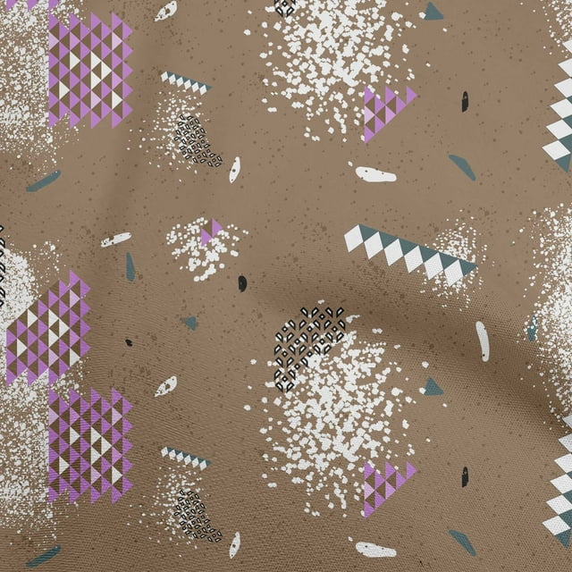 oneOone Cotton Poplin Twill Brown Fabric Geometric Craft Projects Decor Fabric Printed By The Yard 56 Inch Wide