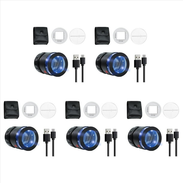 5piezas Lupa de Mano 10x, Lupa de Joyero Recargable con Luz LED y Escala, Lupa de Distancia Ajustable