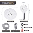 thumbnail image 6 of 8/9/10 inch Shower Head and Handheld Combo, High Pressure Dual Rainfall Shower Head 3-5 Shower Modes, Shower Head Set with 3-way Water Diverter&Suction Cup Holder&60inch Hose, White/Sliver/Black, 6 of 13