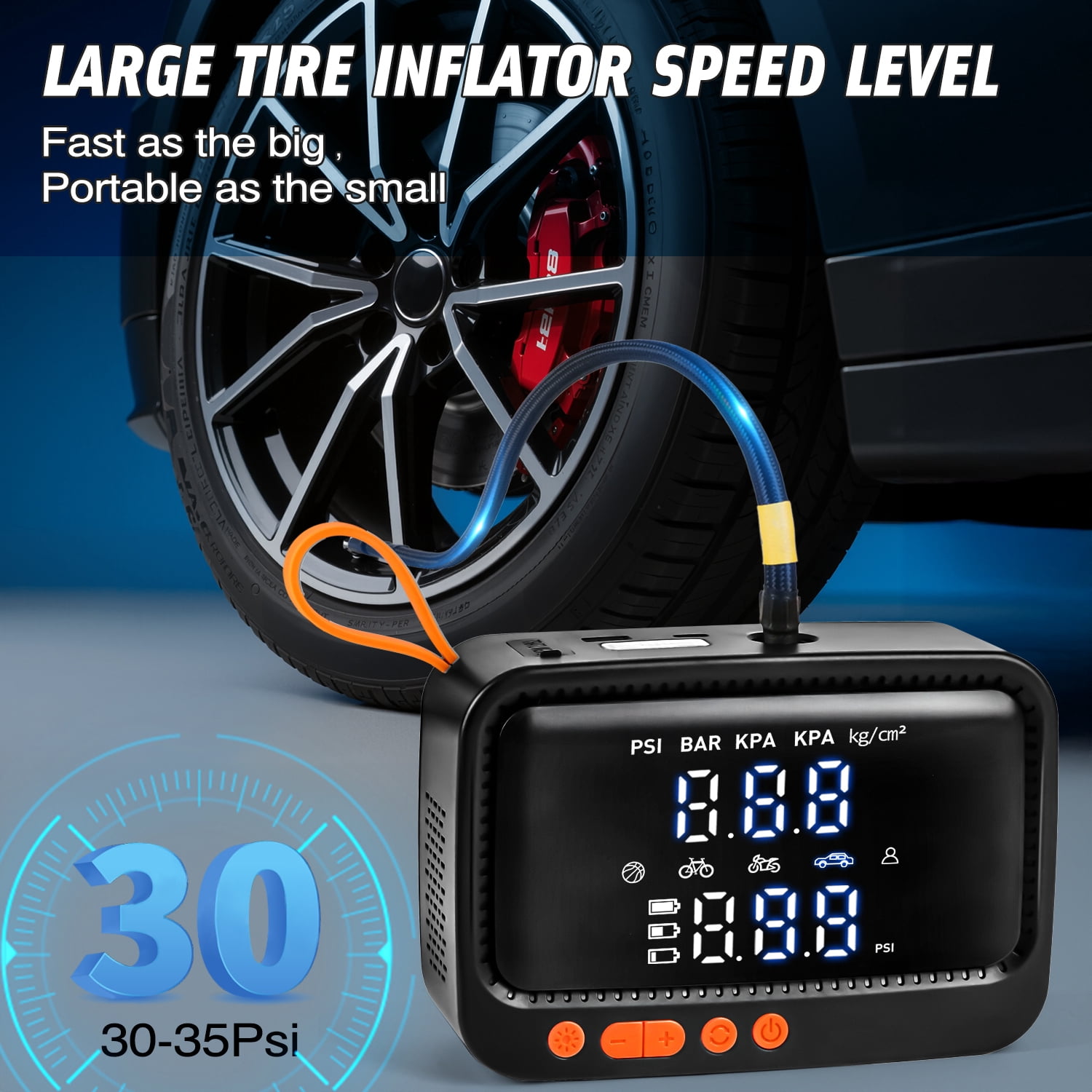 Freecat Tire Inflator Portable Air Compressor, 150PSI Electric Air Tire Pump for Car, Motorcycle, Bike, with LED Light &Jump Starter Cable &Car Accessories.