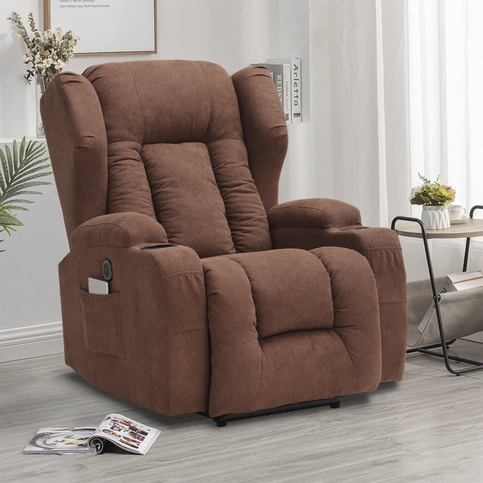 IPKIG Power Recliner Chair with Massage and Heat, Electric Wingback