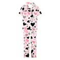 thumbnail image 5 of Pijama de manga corta con estampado fino y pantalones largos con solapa para mujer, top y pantalones de poliéster., 5 of 5