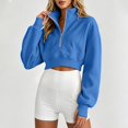 thumbnail image 6 of Gytharion Women's Plus Size Cropped Half-zip Sweatshirts Stand Collar Solid Color Soft Cozy Fashion Athleisure Pullover Tops Comfortable Basic Pullover Sweatshirts, 6 of 7