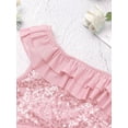 thumbnail image 5 of iixpin Girls Sequin Ruffled One Shoulder Ballet Dance Crop Tops Jazz Modern Dance wear Performance Costumes Pink 10, 5 of 7