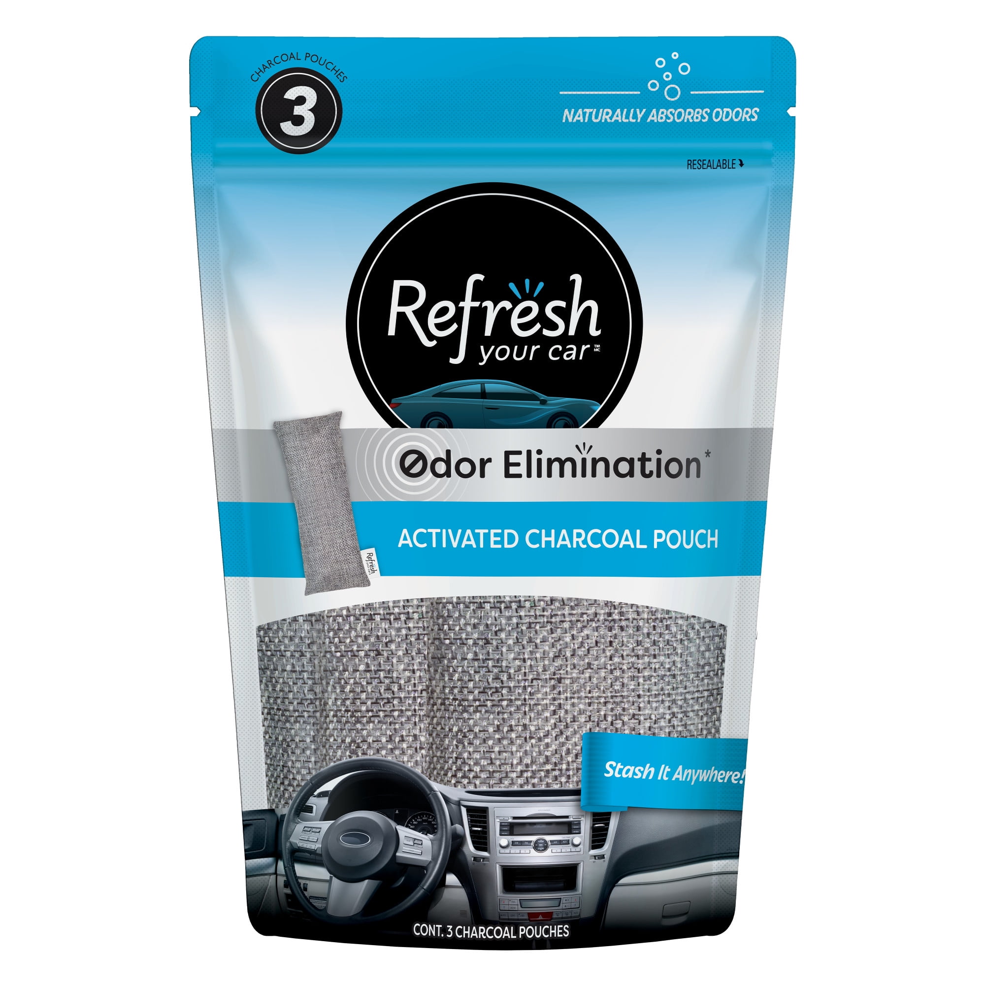 (3 pack) Refresh Your Car! Charcoal Bag Air Freshener, 3 Count