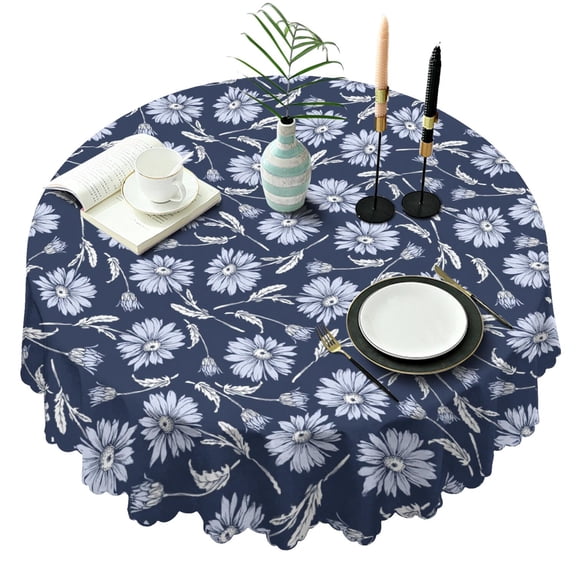 Round Tablecloth Spring Summer flower 60x60 Inch Round Table Cover for Party Dinner Picnic
