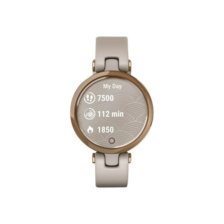 Garmin Lily™ Rose Gold Bezel with Light Sand Case and Silicone Band Garmin Lily™ Rose Gold Bezel with Light Sand Case and Silicone Band