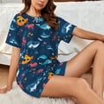 thumbnail image 4 of Fotbe Ocean Floor Animals Conjunto de Pijama Estampado para Mujer, 2 Piezas, Ropa de Dormir con Camiseta de Manga Corta y Shorts Suaves-Medium, 4 of 6