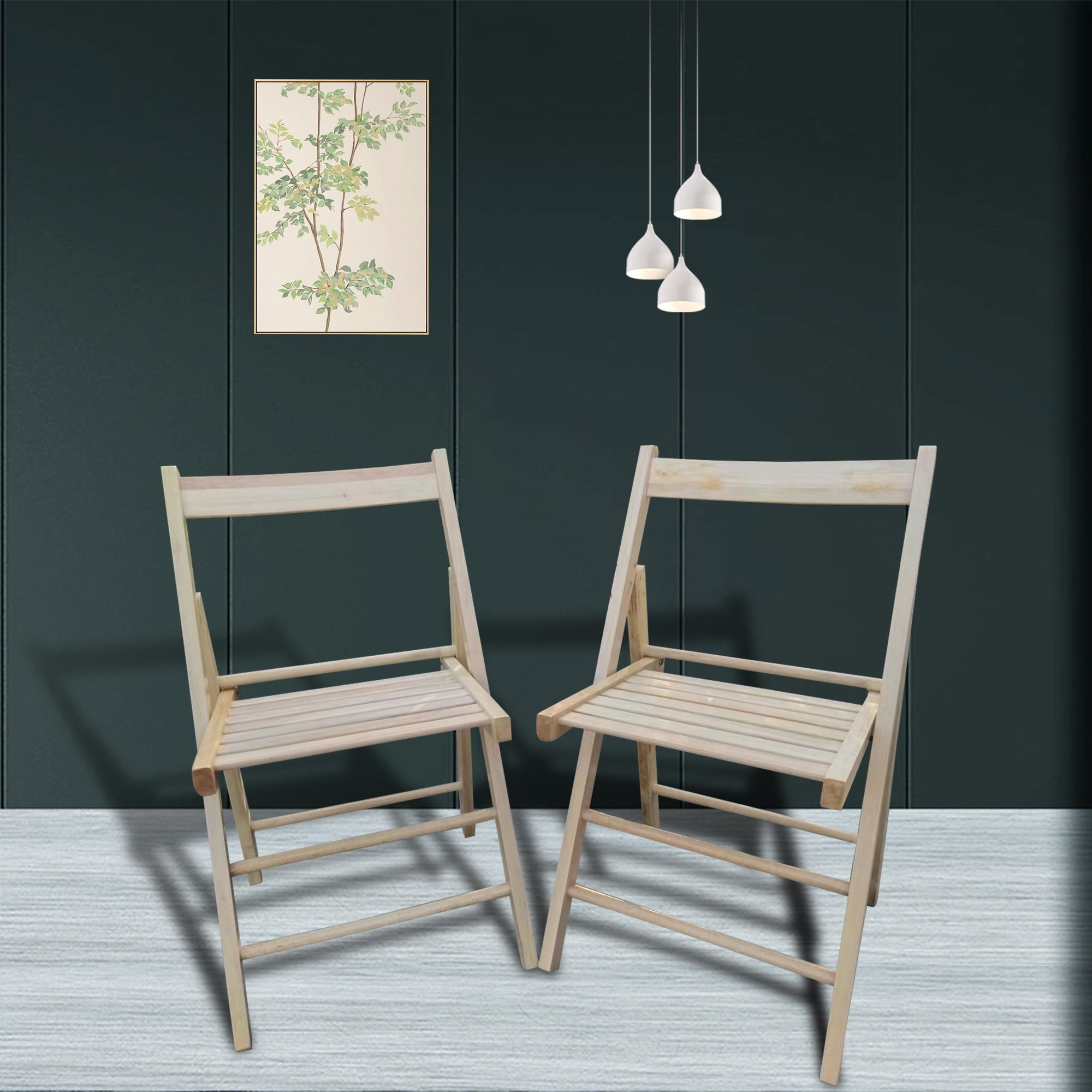 Homy Casa Folding Wooden Patio Chairs Set of 2 for Balcony Apartment Outdoor Relaxation, Natural