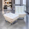 thumbnail image 2 of Sofá Cama Individual Sillón y Taburete NORVAL  Florencia Moderno en Lino Beige estructura de madera con pata cromada, 2 of 12