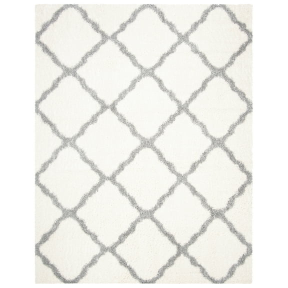 Parma Lyssa Geometric Shag Area Rug by Chateau Lyon Area Rug, Cream/Grey, 6' x 9'