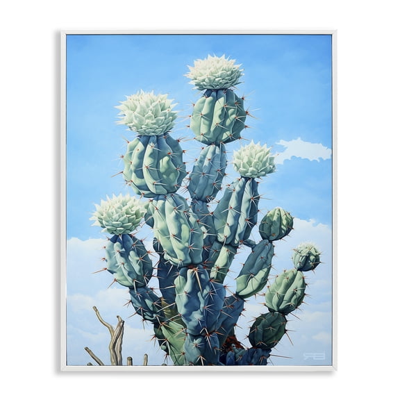 Stupell Industries Contemporary Cactus & Cloudy Sky White Framed Giclee Art, 16 x 20, by RB