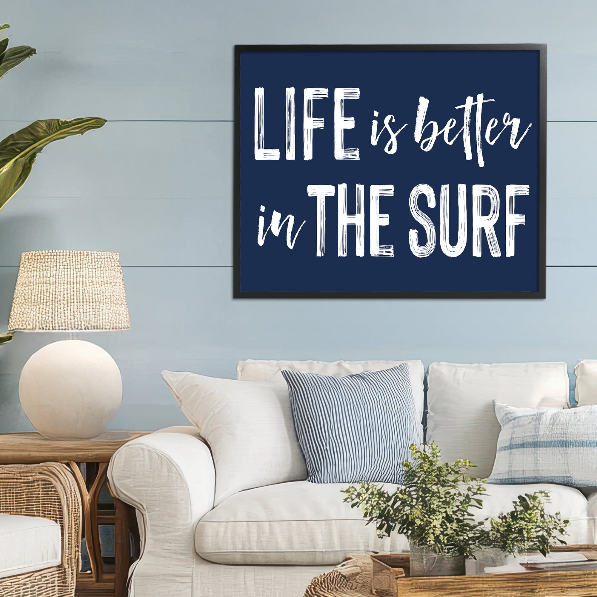 Life Better In Surf Black Framed Giclee Art, design by Lettered and Lined