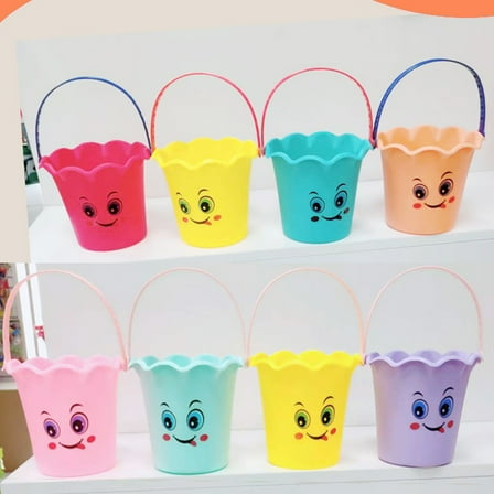 LULULION 5Pcs Portable Plastic Buckets with Friction Grip for Beach and Water Use