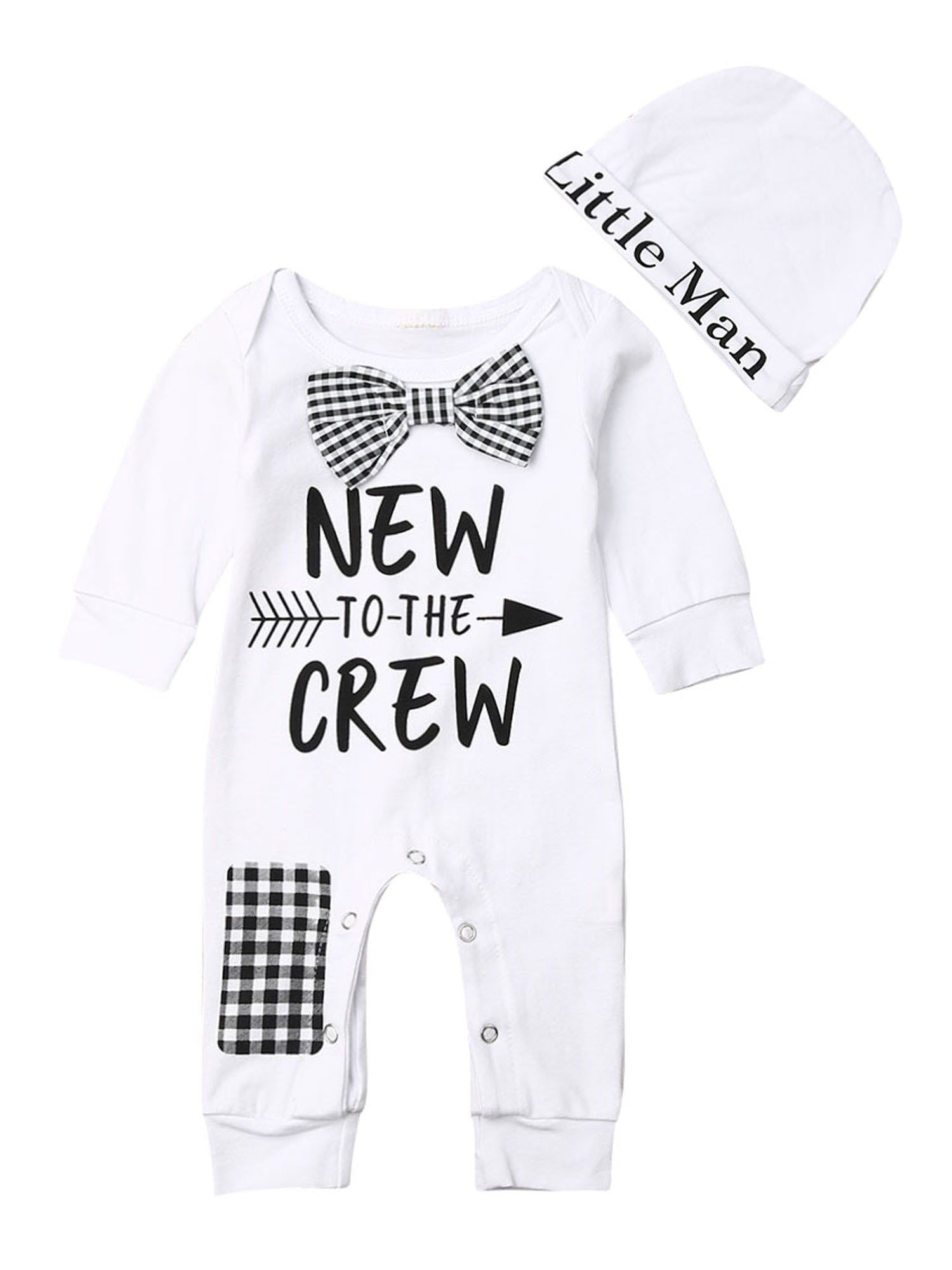 Ma&Baby Newborn Baby Boy Cotton Romper Hat Jumpsuit Clothes Pants
