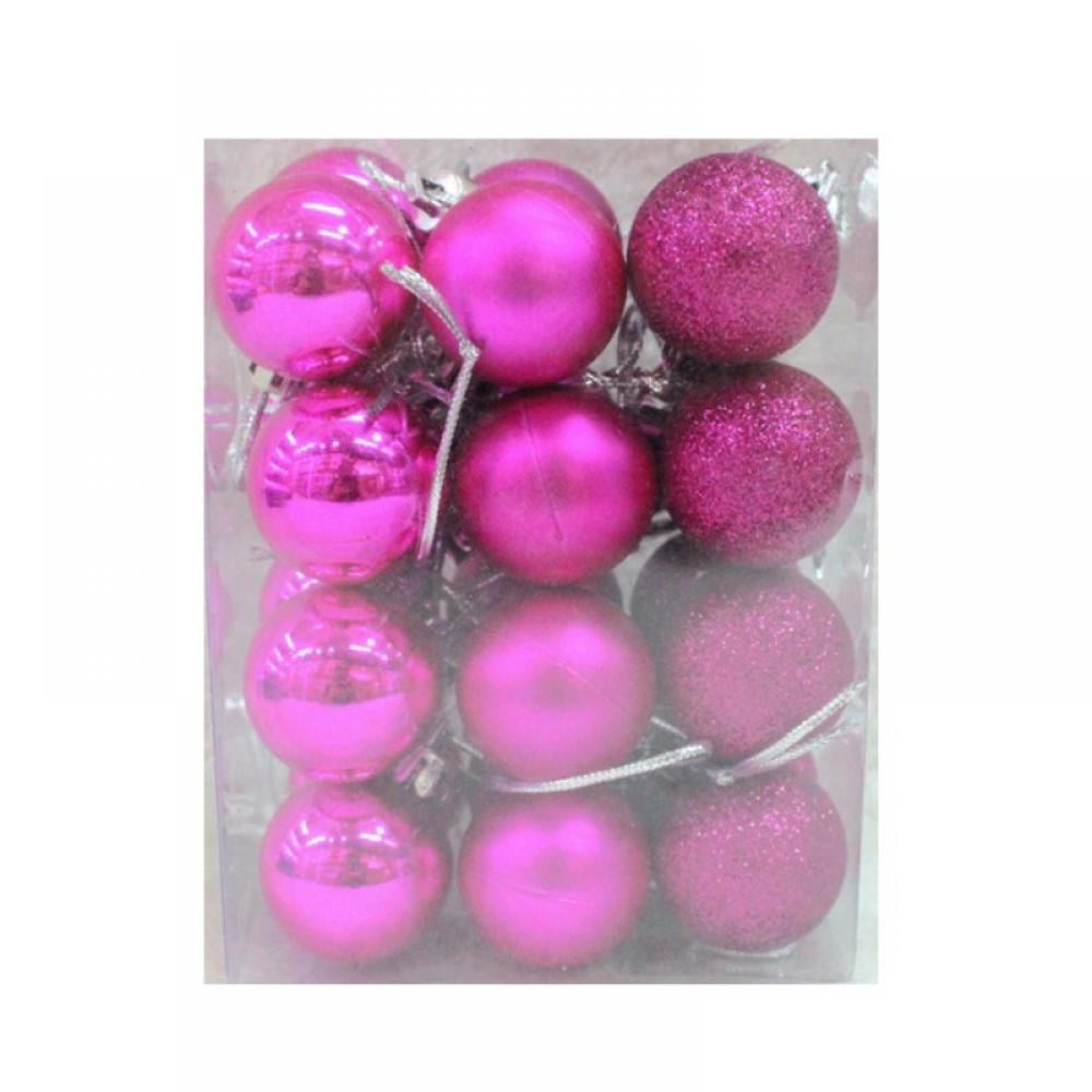24 CT Shatterproof Christmas Ornament Balls Tree Hanging Wedding Decor HOT PINK 