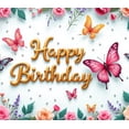 thumbnail image 4 of Floral Design Happy Birthday Banner Colorful Butterflies Birthday Decor for Birthday Celebration Kids Party Garden Theme, 4 of 7