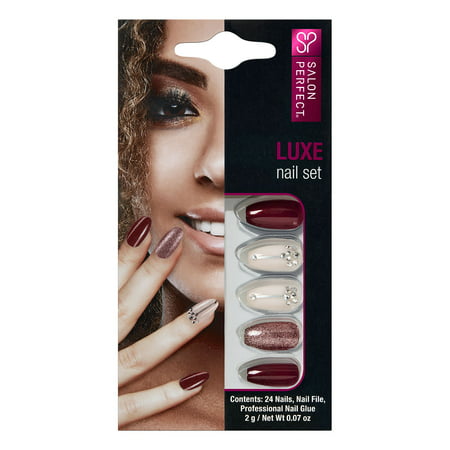 Salon Perfect Artificial Nails, Burgandy and Nude