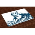 thumbnail image 1 of Ambesonne Surfing Place Mats Set of 4, Riding a Big Wave Art, Standard Size, Blue and White, 1 of 4
