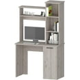 thumbnail image 6 of Computer Desk with Hutch, Door and 3-Tier Storage Shelves, Light Gray, 6 of 7
