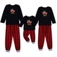 thumbnail image 3 of GRNSHTS Matching Family Pajamas Sets Christmas Matching Holiday Pjs Letter Print Top and Plaid Pants Sleepwear (Black-Women/S), 3 of 8