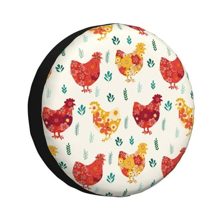 Zeuib Colorful Flower Chickens Tire Cover Wheel Cover Spare Tire Cover Anti-UV Waterproof spare tire cover for Trailers RV Truck and Camper-15 inch