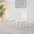 thumbnail image 2 of Furniturebox UK Milan Modern Adult Faux Leather Hatched Dining Side Chairs, White (Set of 4), 2 of 6