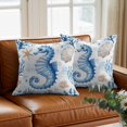 thumbnail image 3 of Ocean Seahorse Throw Pillow Cover Starfish Shell Seaweed Watercolor Cotton Linen Cushion Cover Throw Pillow Case with Invisible Zipper for Couch Sofa Bed Chair Car 18x18 Inch, 3 of 14