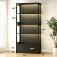 thumbnail image 2 of Anrist 5-Tier Glass Display Cabinet with LED Lights & Adjustable Shelves & 2 Drawers, Curio Cabinet for Home & Office, Black, 2 of 10