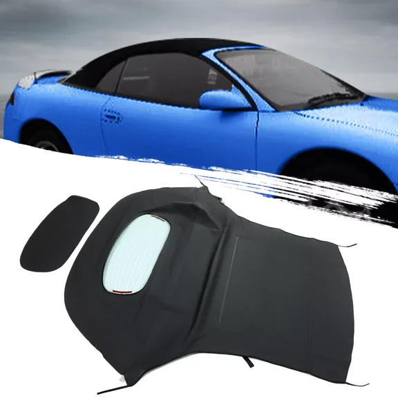 Kojem Convertible Soft Top for 1995-1999 Mitsubishi Eclipse - Black Sailcloth Vinyl Top & Clear Heated Glass Window