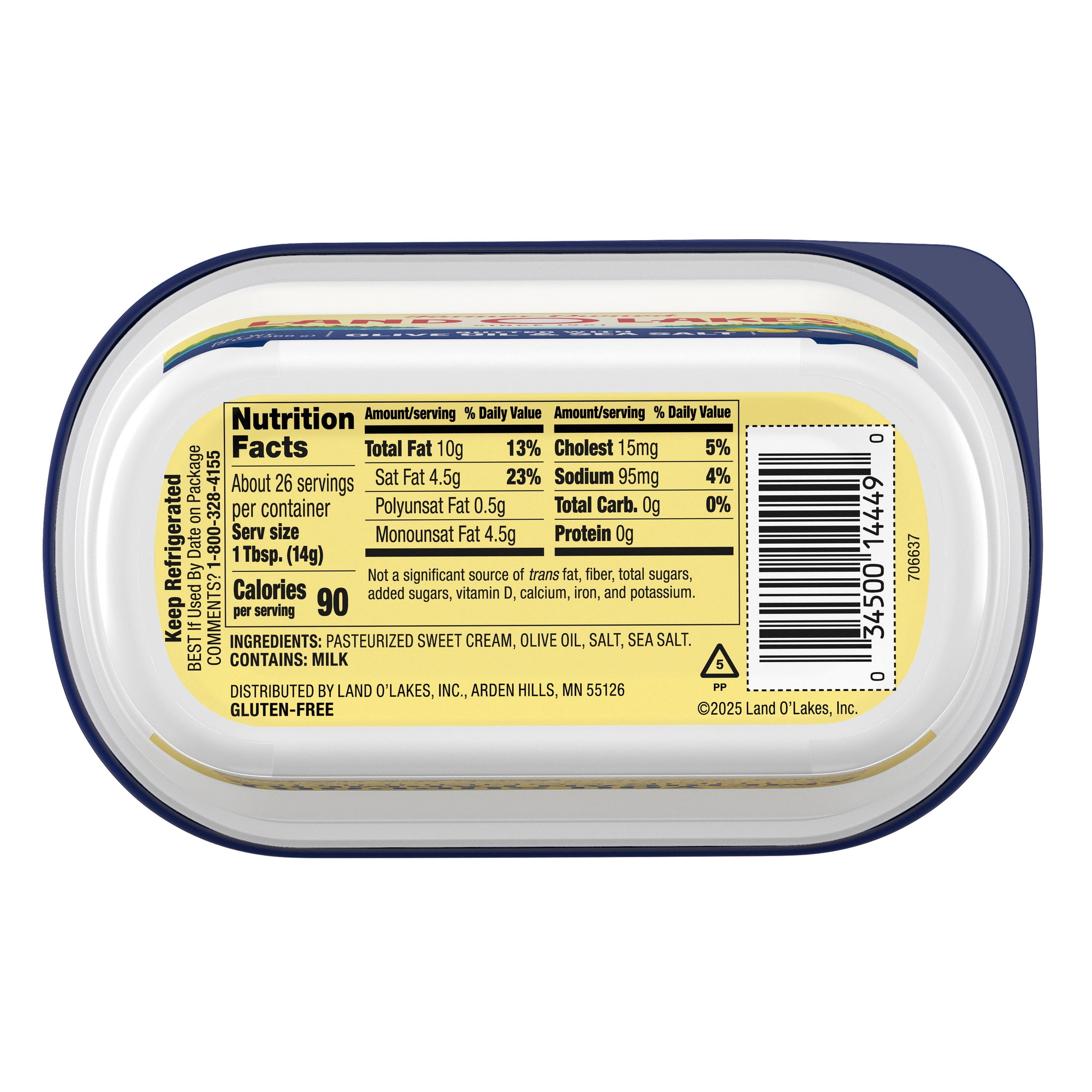 Land O Lakes Butter with Olive Oil & Sea Salt, Spreadable, 13 oz Tub