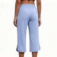 thumbnail image 7 of PWPSG Womens Split Hem Capri Pants, Drawstring Waist with Side Slit Design, Wrinkle Resistant Fabric with Loose Fit for Everyday Styling Blue S, 7 of 7