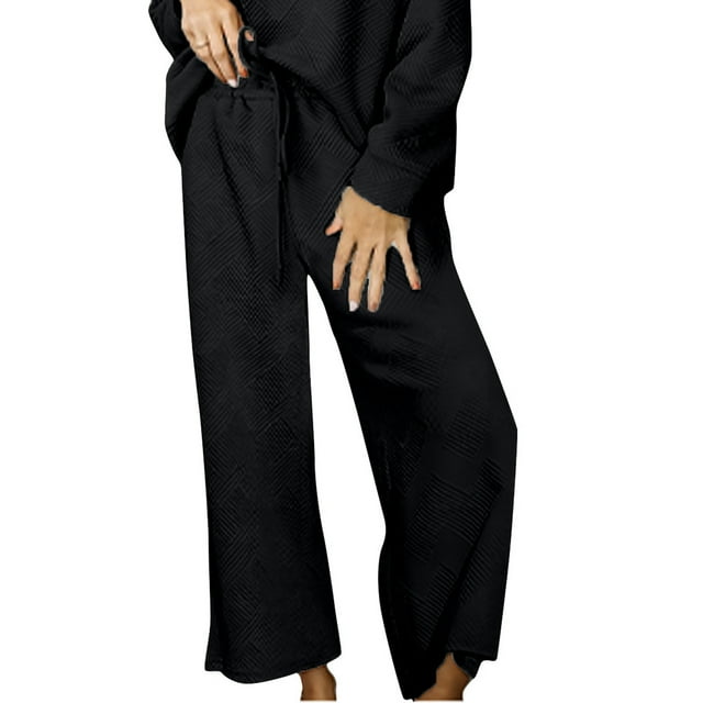 Simua Womens Pants Drawstring Elastic Waist Active Sport Casual Wide Leg Trousers with Pockets